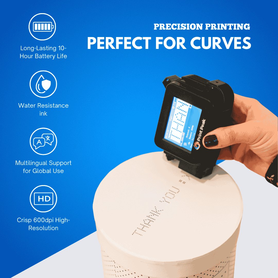 PrintPeak™ - Mini Handheld Printer | Perfect for Curved Surfaces 