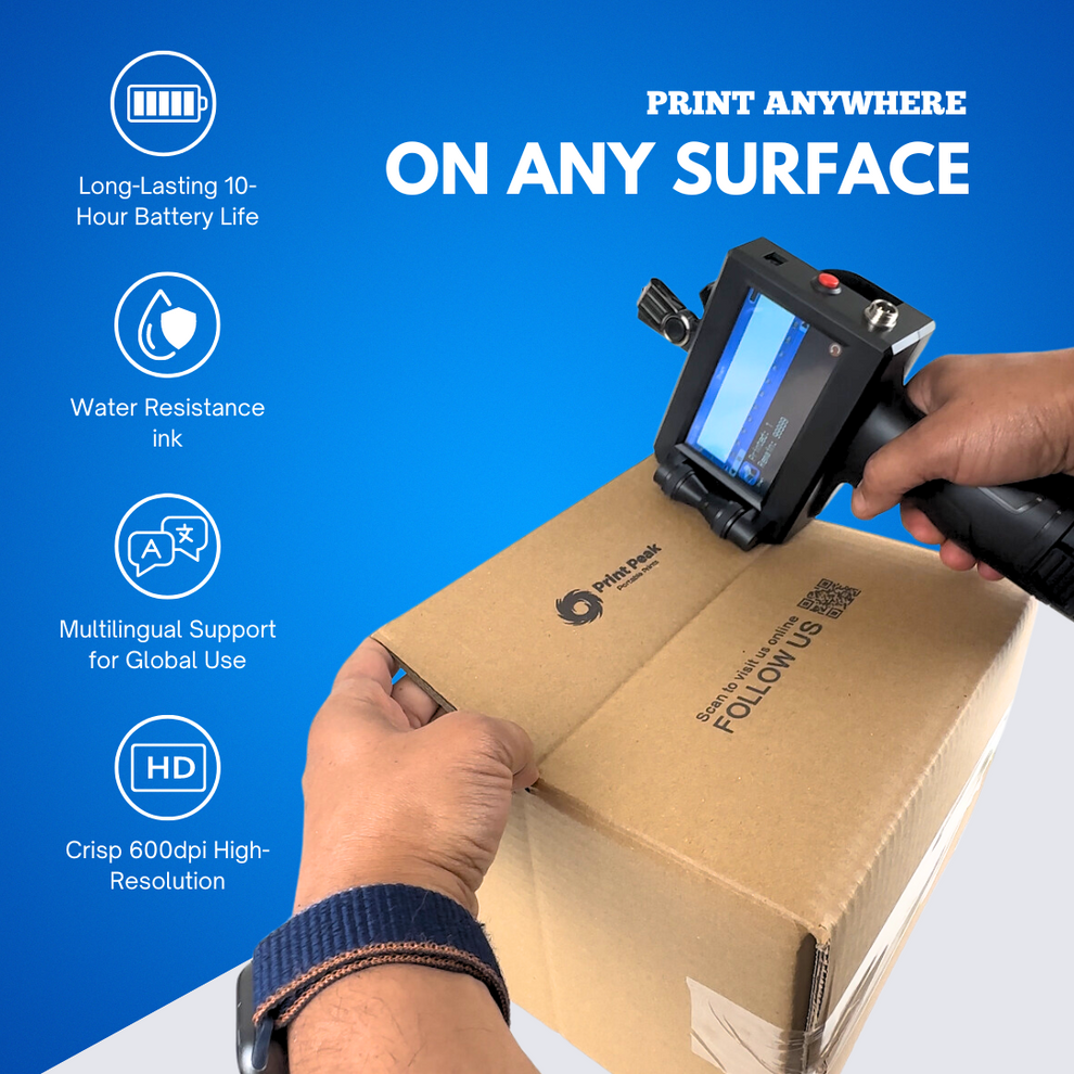 PrintPeak Handheld Inkjet Printer for Multi-Surface Printing