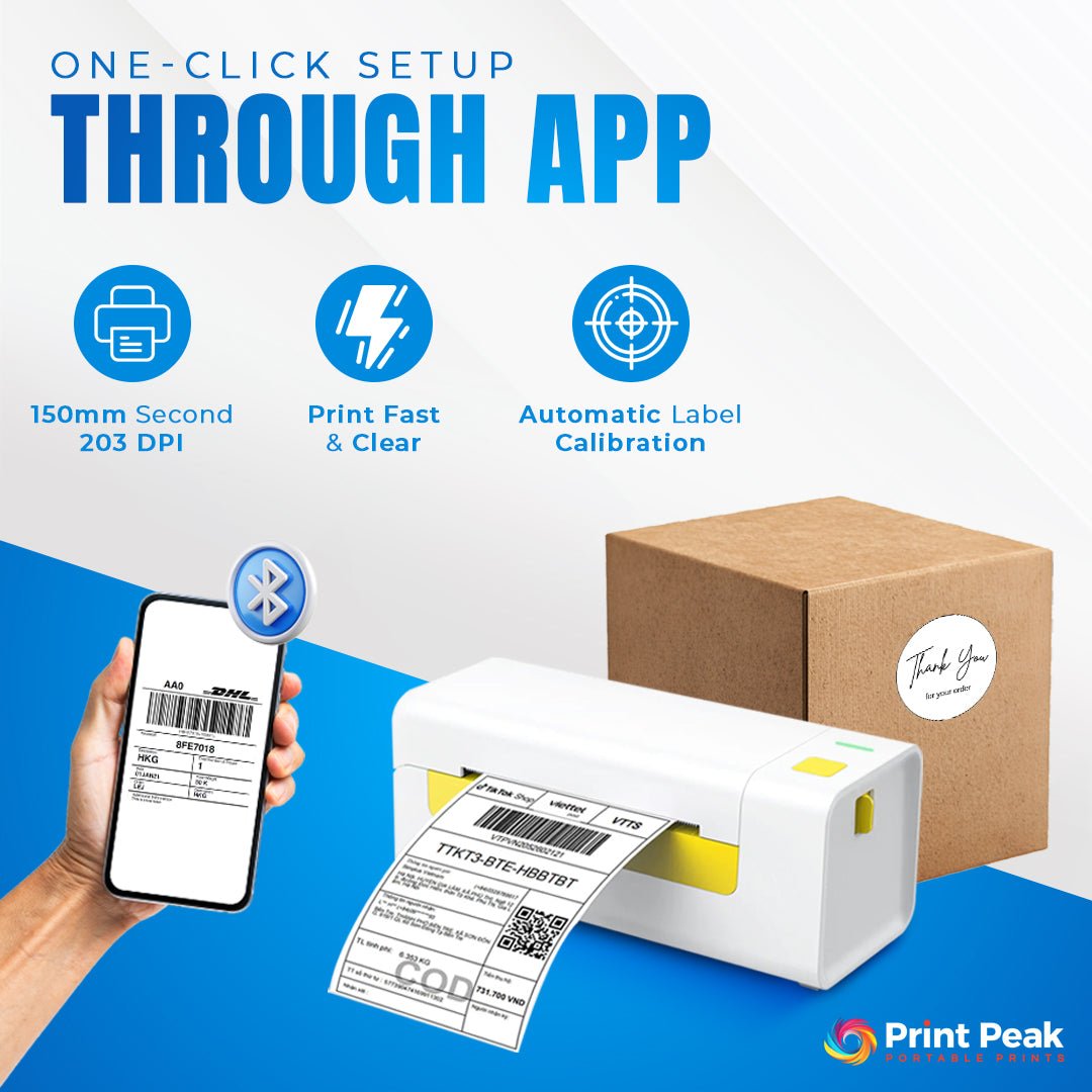 PrintPeak Ultimate Wireless Label Printer – Supports AirPrint, WiFi, & Bluetooth - Print Peak