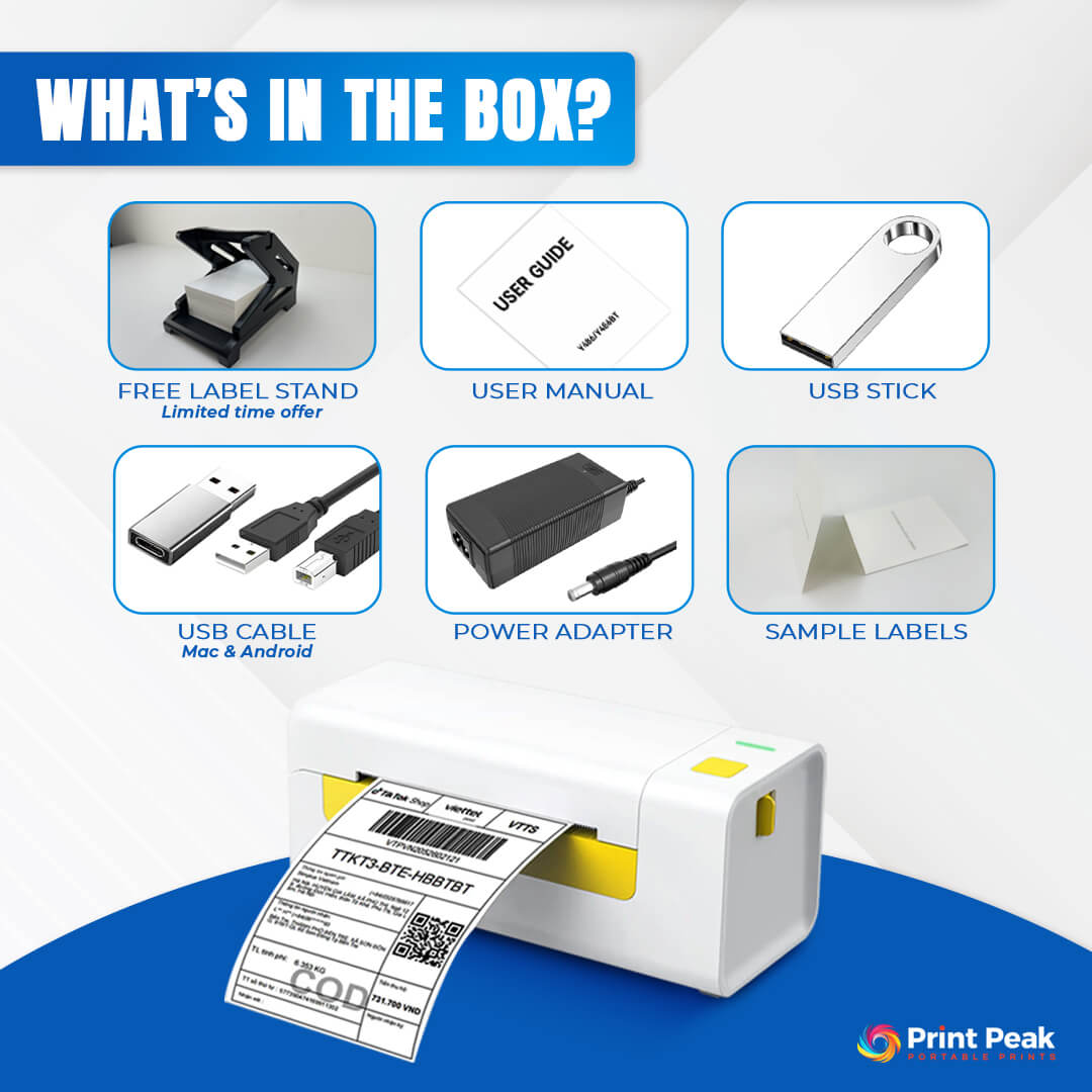 PrintPeak Ultimate Wireless Label Printer – Supports AirPrint, WiFi, & Bluetooth - Print Peak