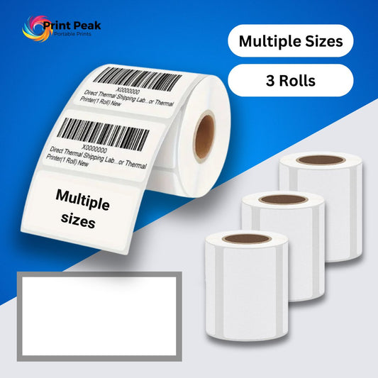 (3 rolls) Rectangle thermal Printer Labels: multiple options - Print Peak